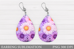 Floral Earring Sublimation. Flowers Earring Design Product Image 1