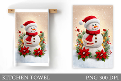 Cute Snowman Kitchen Towel. Christmas Kitchen Towel Design Product Image 1
