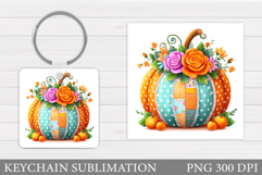 Patchwork Pumpkin Keychain. Pumpkin Keychain Design Product Image 1