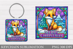 Christmas Fox Keychain. Christmas Keychain Sublimation Product Image 1