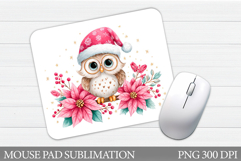 Christmas Owl Mouse Pad. Christmas Mouse Pad Design Product Image 1