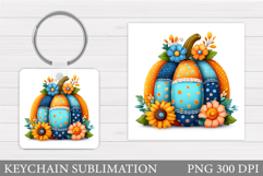 Patchwork Pumpkin Keychain. Pumpkin Keychain Design Product Image 1
