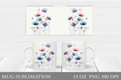 Wildflowers Mug Sublimation. Flowers Mug Wrap Design Product Image 1