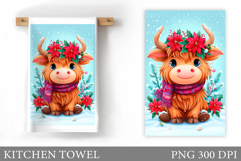 Christmas Cow Kitchen Towel Design. Christmas Kitchen Towel Product Image 1