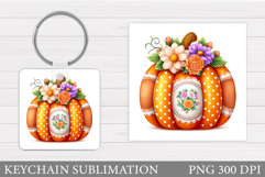 Patchwork Pumpkin Keychain. Pumpkin Keychain Design Product Image 1