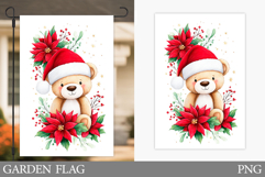 Christmas Bear Garden Flag. Christmas Garden Flag Design Product Image 1