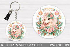 Christmas Horse Keychain. Christmas Keychain Sublimation Product Image 1
