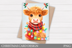 Christmas Cow Card Printable. Christmas Card Design Product Image 1