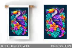 Toucan Kitchen Towel. Tropical Kitchen Towel Sublimation Product Image 1
