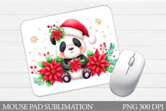 Cute Panda Mouse Pad Design. Christmas Mouse Pad Sublimation Product Image 1