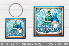 Christmas Gnome Keychain. Christmas Keychain Sublimation Product Image 1