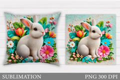 Cute Bunny Pillow Design. Cute Bunny Sublimation Product Image 1