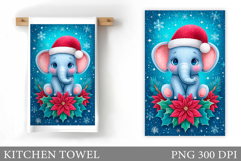Cute Elephant Kitchen Towel. Christmas Kitchen Towel Design Product Image 1