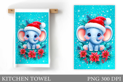 Cute Elephant Kitchen Towel. Christmas Kitchen Towel Design Product Image 1
