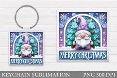 Christmas Gnome Keychain. Christmas Keychain Sublimation Product Image 1