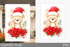 Christmas Bear Garden Flag. Christmas Garden Flag Design Product Image 1