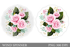 Rose Wind Spinner Sublimation. Flowers Wind Spinner Design Product Image 1