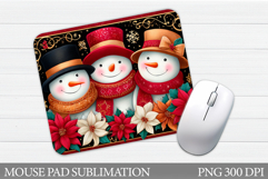 Snowman Mouse Pad Sublimation. Christmas Mouse Pad Product Image 1