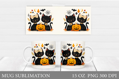 Black Cat Mug Design. Halloween Mug Sublimation Product Image 1