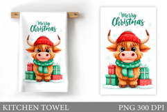 Christmas Cow Kitchen Towel Design. Christmas Kitchen Towel Product Image 1
