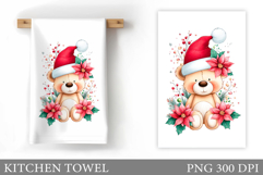Christmas Bear Kitchen Towel. Christmas Kitchen Towel Design Product Image 1
