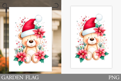 Christmas Bear Garden Flag. Christmas Garden Flag Design Product Image 1