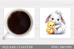 Bunny Chick Coaster Design. Spring Coaster Sublimation Product Image 1