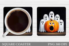 Halloween Pumpkin Coaster. Halloween Ghost Coaster Design Product Image 1