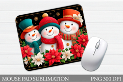 Snowman Mouse Pad Design. Christmas Mouse Pad Sublimation Product Image 1