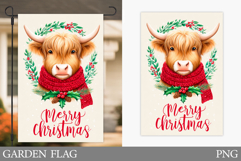 Christmas Cow Garden Flag. Christmas Garden Flag Sublimation Product Image 1