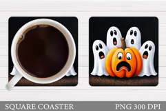 Halloween Pumpkin Coaster. Halloween Ghost Coaster Design Product Image 1