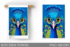 Peacock Kitchen Towel. Peacock Sublimation Product Image 1