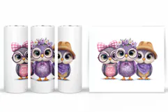 Cute Owls Tumbler Design. Owls Sublimation Product Image 2