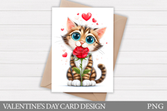 Valentines Cat Card Printable. Valentines Card Design Product Image 1