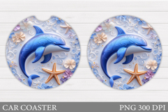 Dolphin Car Coaster Design. Sea Car Coaster Sublimation Product Image 1