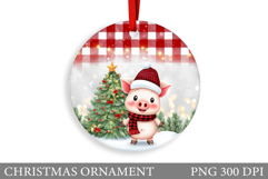 Cute Pig Christmas Ornament. Christmas Ornament Sublimation Product Image 1