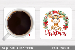 Christmas Giraffe Coaster. Christmas Coaster Sublimation Product Image 1