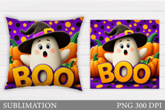 Cute Ghost Pillow Design. Cute Ghost Sublimation Product Image 1