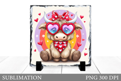Valentines Cow Sublimation. Valentines Cow Slate Design Product Image 1