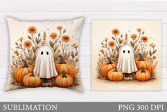 Halloween Ghost Pillow Design. Cute Ghost Sublimation Product Image 1
