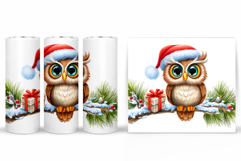 Christmas Owl Tumbler Design. Christmas Tumbler Sublimation Product Image 2