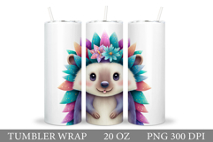 Cute Hedgehog Tumbler Design. Cute Hedgehog Sublimation Product Image 1
