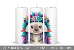 Cute Hedgehog Tumbler Design. Cute Hedgehog Sublimation Product Image 1