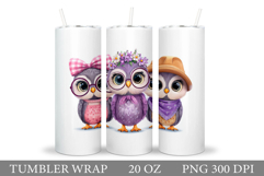 Cute Owls Tumbler Design. Owls Sublimation Product Image 1