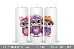 Cute Owls Tumbler Design. Owls Sublimation Product Image 1