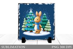 Christmas Bunny Sublimation. Christmas Bunny Slate Design Product Image 1