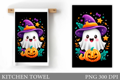 Halloween Pumpkin Towel Design. Ghost Kitchen Towel Product Image 1