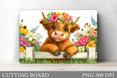 Highland Cow Cutting Board Design. Cow Kitchen Cutting Board Product Image 1