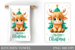 Christmas Cow Kitchen Towel. Christmas Kitchen Towel Design Product Image 1