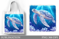 Sea Turtle Tote Bag Sublimation. Turtle Sublimation Product Image 1